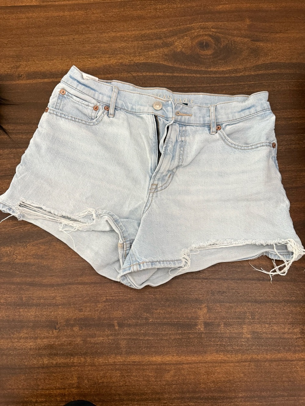 American Eagle Outfitters Light Blue Distressed Denim Shorts